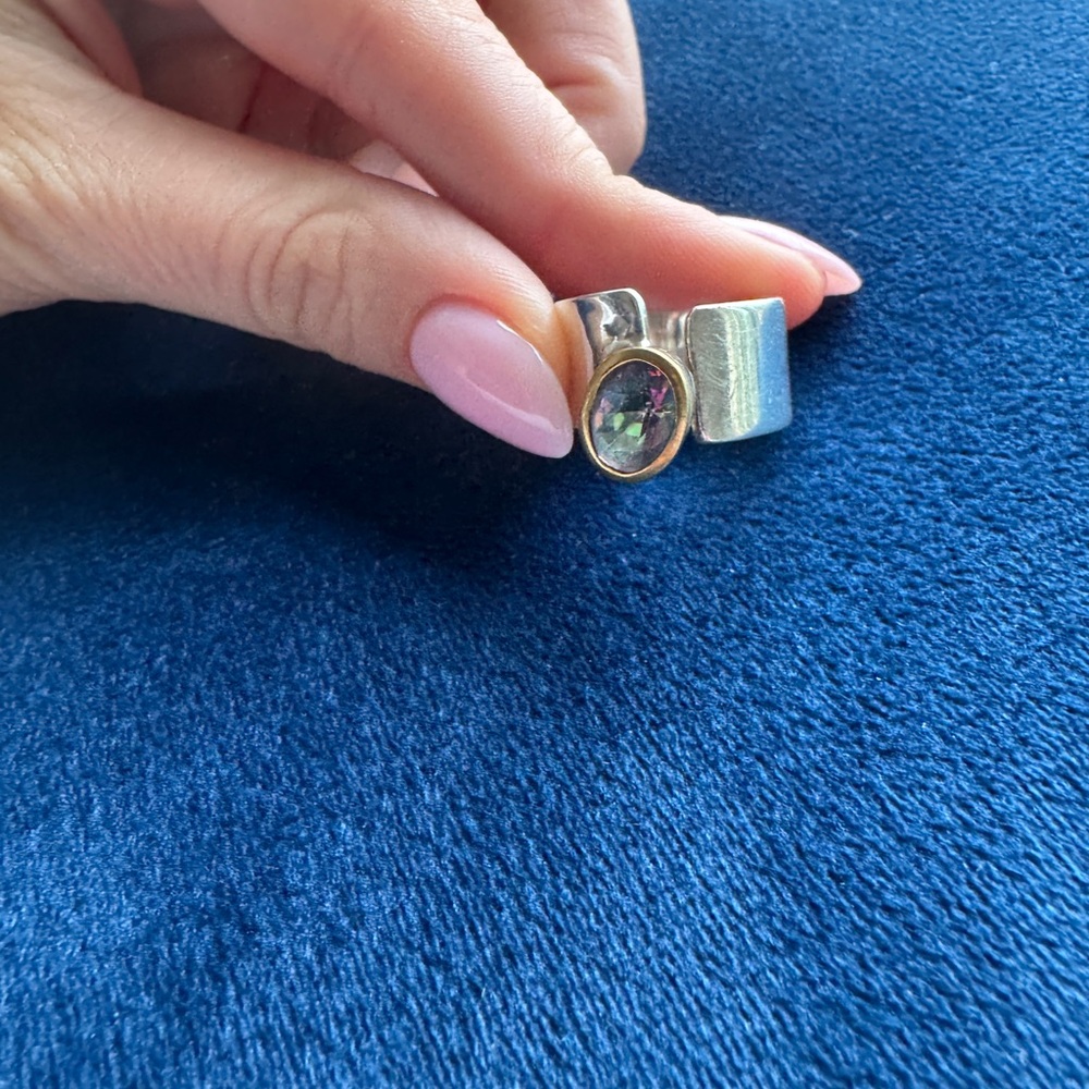 Silver Rings Set with Blue Stone - Picture 3 of 10